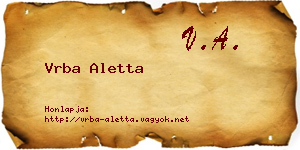 Vrba Aletta névjegykártya